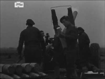 BL 5.5-inch (140 mm) Medium Gun used by the 235 Battery, 59th Medium Regiment Royal Artillery, open the offensive against Cassel and Linden on the Siegfried Line south of Nijmegen, Netherlanders. February 8, 1945 WWII