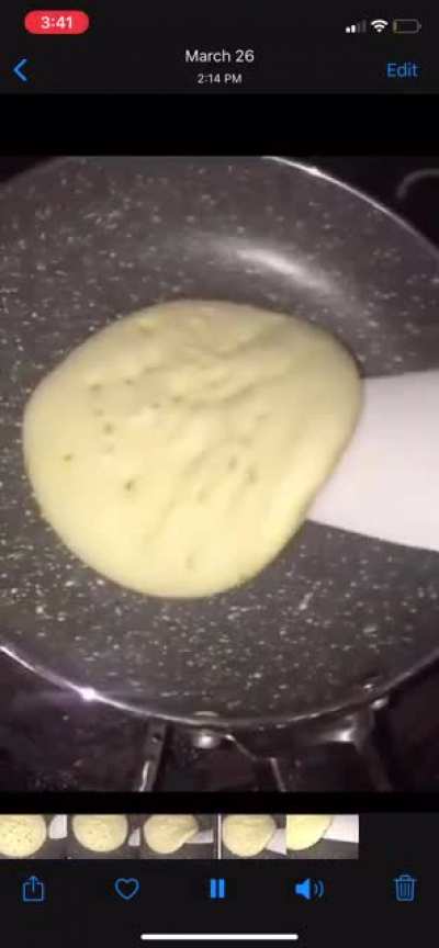 women flips pancake. you won’t believe what happens next