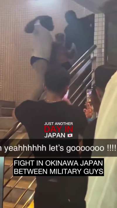 American military guys gang up on one guy near Okinawa and then punch a girl trying to break it up