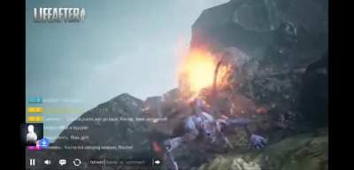 I like how she's completely fine after the volcano erupts but the monster dies, hmmmm.....