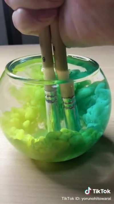 Just need a glass bowl, two paintbrushes, some water, and...