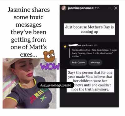 Jasmine shares messages from Matt's ex.