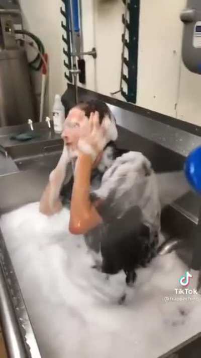 Bathing in the McDonald’s sink. Nice.