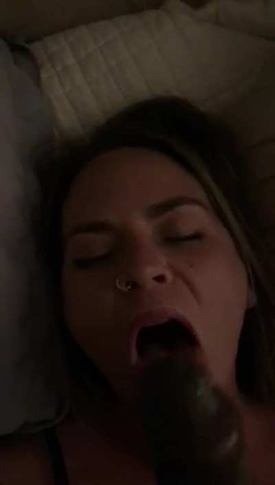 Slapping my Heavy Cock on her face.