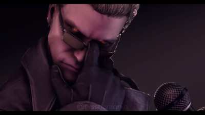 The Rock eyebrow meme but its Wesker