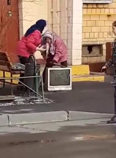 TV is getting destroyed by two babushkas