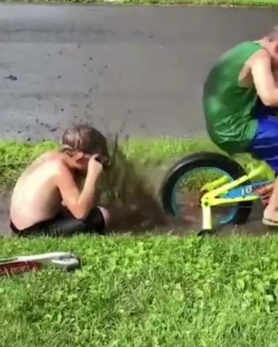 Playing in the rain