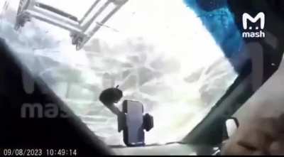 Dashcam footage of the explosion at the Optical-Mechanical Plant in Sergeev Posad, Moscow Oblast, Russia