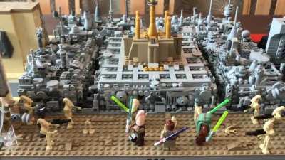 My Lego tribute to the Prequels - covering Naboo, Tatooine, Coruscant x3, Genosis, Malevolence and Mustafar. About 6.5K pieces give or take. Full video in comments for this and my Original Trilogy version.