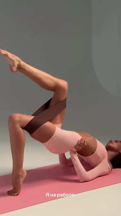 Angelina Romashka showing her flexibility on set