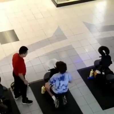 Guy gets massage at the mall