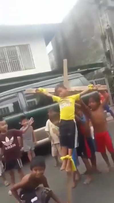 Kids in the Philippines Reenacting the Crucifixion