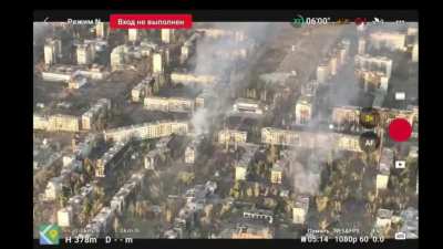 Drone view of heavy shelling from Russian MLRS in Vuhledar [September 2024]