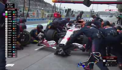 Max’s pit stop and cameraman’s reaction