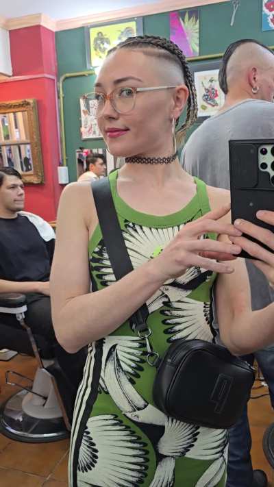 Freshly cut hair and braids