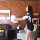 Playing volleyball at home