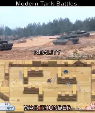 (GIF) MBTs: are designed to operate in long range engagements. Gaijin: LeT's MaKe MbTs FaCe EaCh OtHeR fRoM tHe SpAwNs At PoInT bLaNk