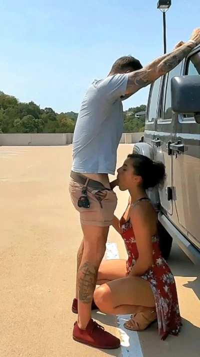 Good girls drop to their knees in the parking lot between classes