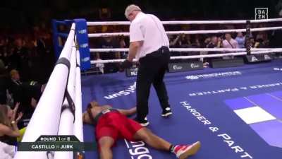 Lightening fast KO; ref spends more time counting than the fight lasted