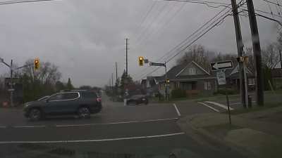 Impatient moron almost takes out a pedestrian