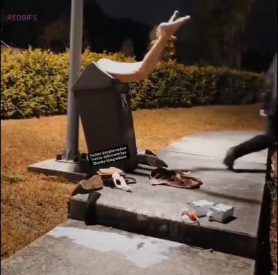 Fucking girl in a bin in public