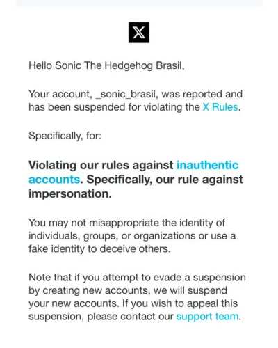 The official Brazilian Sonic account on X was banned, but they're back. They also made this post