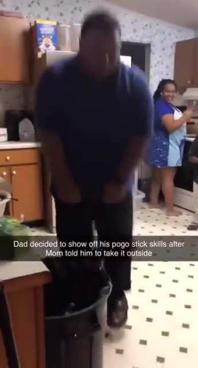 what could go wrong if I show off my pogo stick trick indoor