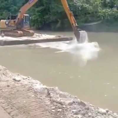 Row, row, row your diesel powered excavating shovel and stuff.