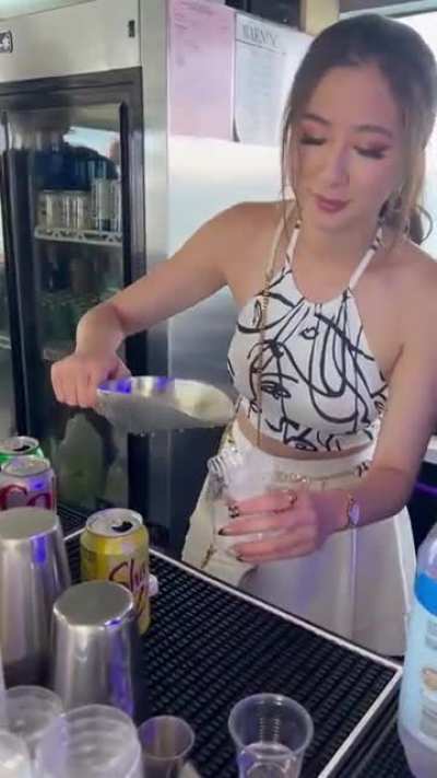 April Fooze bartending
