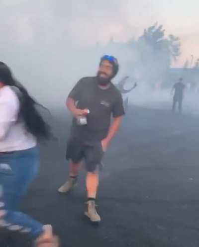 Idiot gets launched by idiots doing donuts