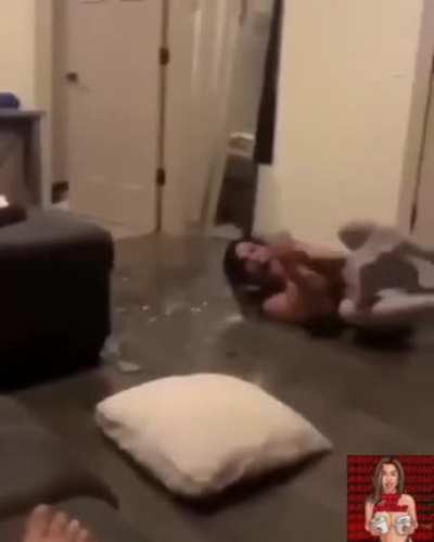 Running and jumping through the doorway