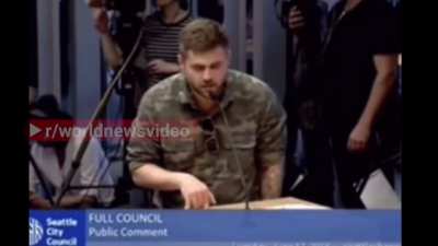 Soldier walks in and says “Sup bootlickers” and proceeds to yell at lawmakers for their inaction