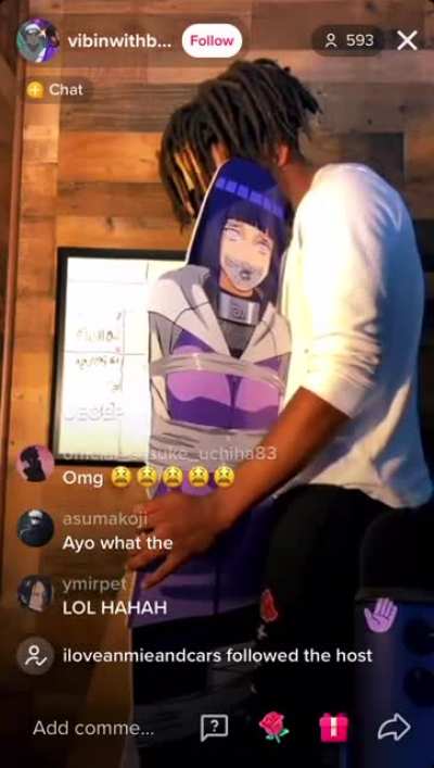 The video itself isn’t that cringe because it’s like half satire but the fact he has a cut out of Hinata With duct tape over her mouth and limbs is worrying