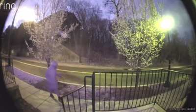 Ring video that captured a person yesterday picking up a dog and slamming it to the ground from high above and kicking it. Call HRA to report information: 202-723-5730.