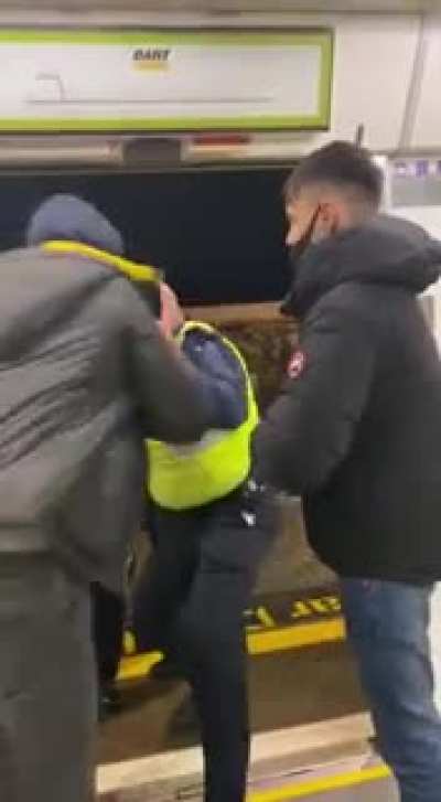 Saw this on r/instantkarma. Three young lads dragged off the dart for 
