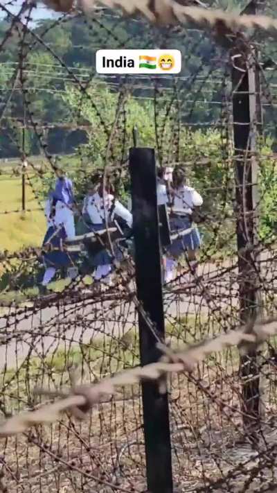 At the India-Bangladesh border, Stinky Kanglus boys are troubling young Indian schoolgirls, taunting — 