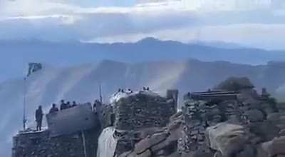 Indian army soldiers dancing to a song being played by the Pakistani soldiers across the India Pakistan border
