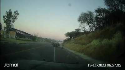 CJNG drive by with armored technicals against the Mexican Army.