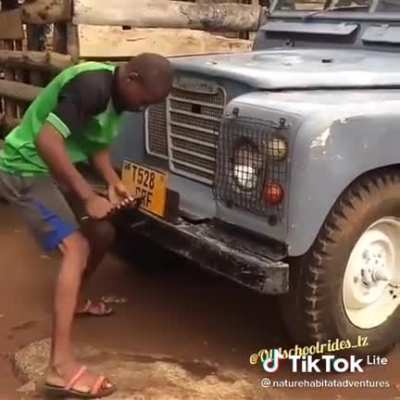 Jump starting an old car