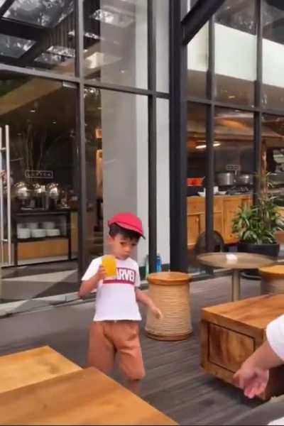 Almost spilled his juice