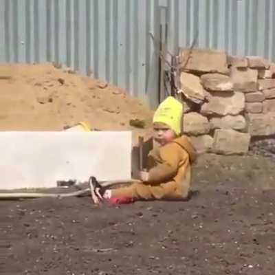 Dog snatches ball from Kid. The kid's face in the end is priceless