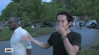 People congratulate Steven Yeun on his Oscar nomination
