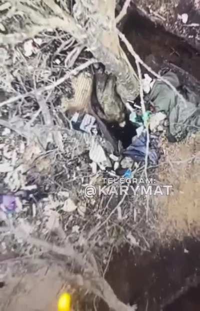 Russian soldier crawls right into a drone dropped grenade. Ukraine 2023