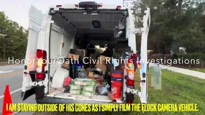 Flock camera installer gets mad at man recording him and his work van, calls the cops on him.