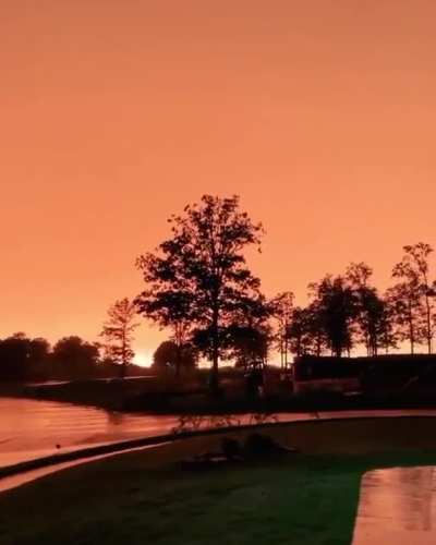 An incredible intersection between a sunset and a storm