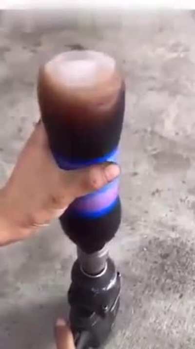 Spinning a Pepsi bottle with a drill. What could go wrong?
