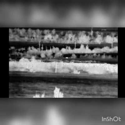 RU pov: Thermal video of ATGM hit on a group of ukrainian soldiers