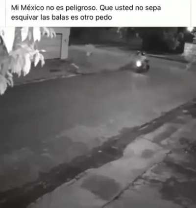 Hit gone wrong in Mexico. Individual rolls away from bullets.. super lucky