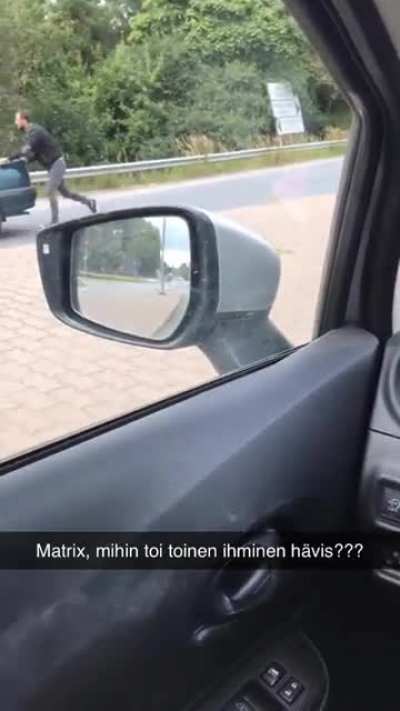 Filmed 2017 in Helsinki, Finland using snapchat, my own video, explain to me where second guy disappears ?