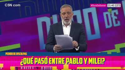 Pedido de disculpas de Pablo Duggan a Milei por haberlo llamado Nazi